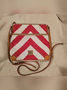 Dooney & Bourke Red and White Chevron Crossbody Bag